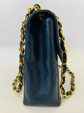 Load image into Gallery viewer, CHANEL Vintage Navy Blue Lambskin Large Classic Single Flap Bag