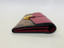Load image into Gallery viewer, Louis Vuitton Damier Ebene and Raisin Leather Clapton Wallet