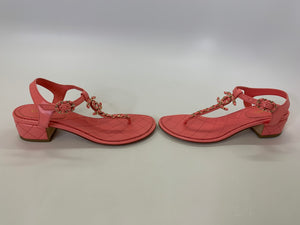 CHANEL Coral Pink Thong Sandals Size 38