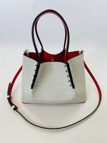 Christian Louboutin White Mini Cabarock Tote With Strap