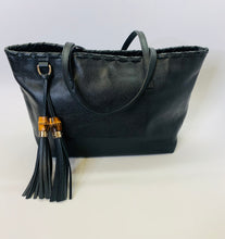 Load image into Gallery viewer, Gucci Black Bamboo Tassel Tote Bag