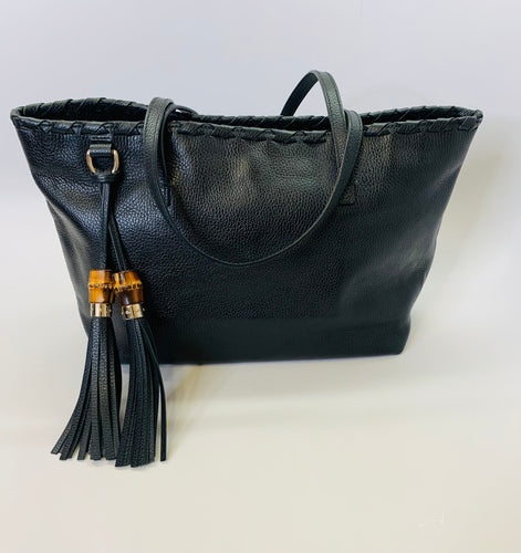 Gucci Black Bamboo Tassel Tote Bag