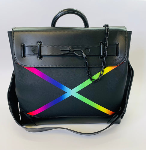 Louis Vuitton Black Rainbow Steamer PM Taiga Bag