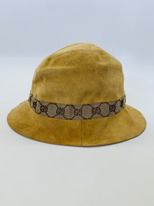 Gucci Camel Suede and GG Canvas Bucket Hat