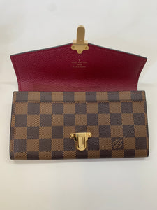 Louis Vuitton Damier Ebene and Raisin Leather Clapton Wallet