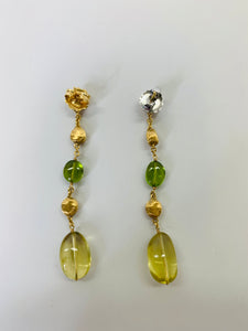 Marco Bicego 18K Gold and Semiprecious Stone Long Dangle Earrings