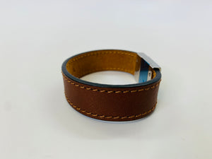 Valentino Garavani Brown Leather Rockstud Bracelet Size Large