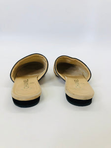 CHANEL Beige and Black Mules Size 37 1/2