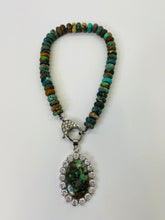 Load image into Gallery viewer, Rainey Elizabeth Vintage Turquoise and Rose Cut Diamond Necklace
