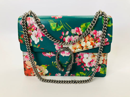 Gucci Emerald Calfskin Blooms Medium Dionysus Bag