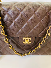 Load image into Gallery viewer, CHANEL Vintage Brown Caviar Leather Large Classic Single Flap Bag