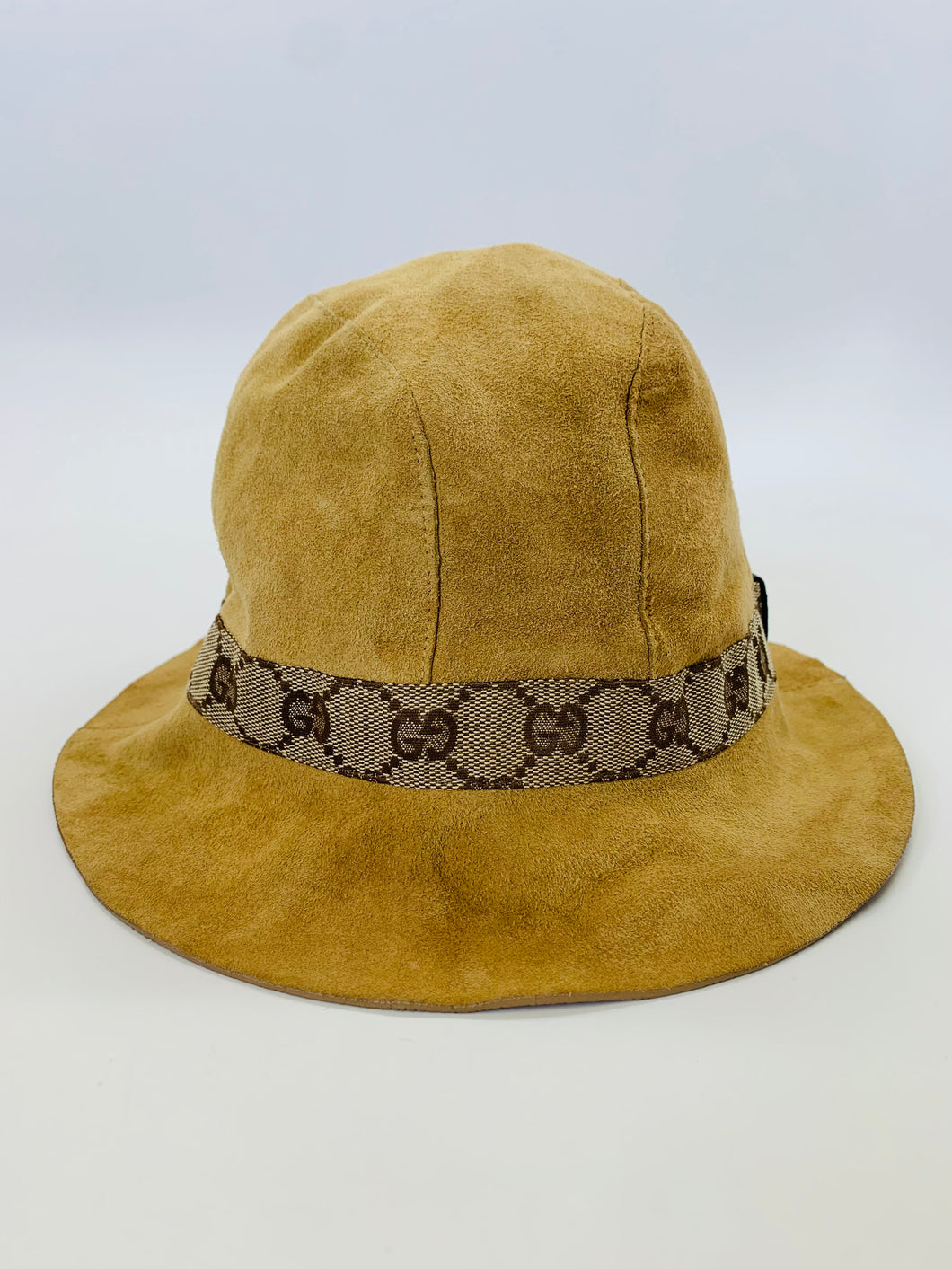 Gucci Camel Suede and GG Canvas Bucket Hat