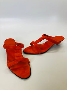 Hermès Orange Suede Sandals Size 40