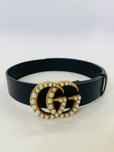 Load image into Gallery viewer, Gucci Black Leather Double G Belt Size 85/34