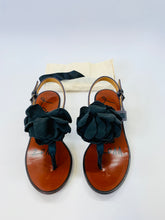Load image into Gallery viewer, Lanvin Black Flower Petal Sandals Size 37