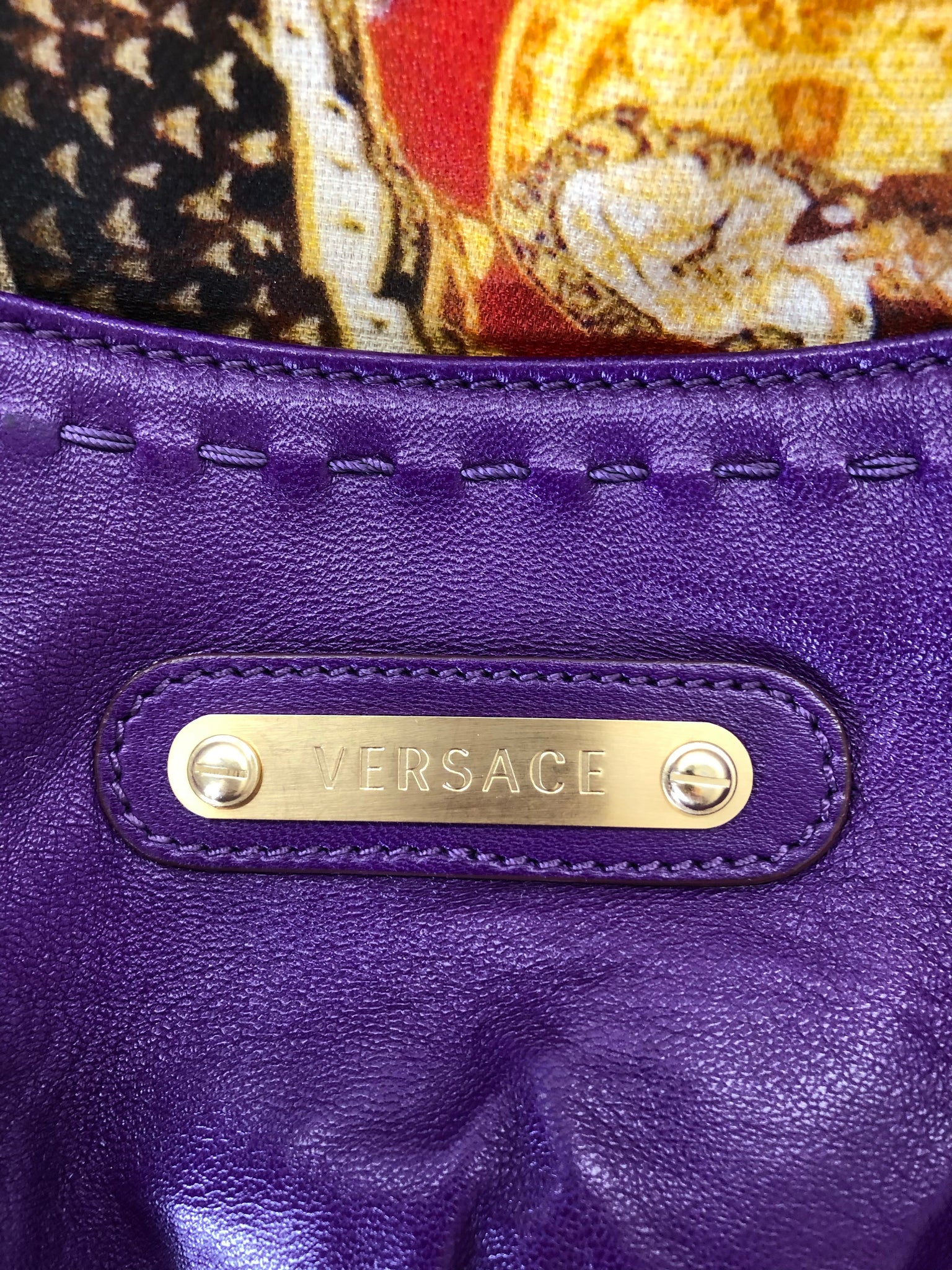 Versace Collaboration With Tim Roeloffs Purple Leather and Printed