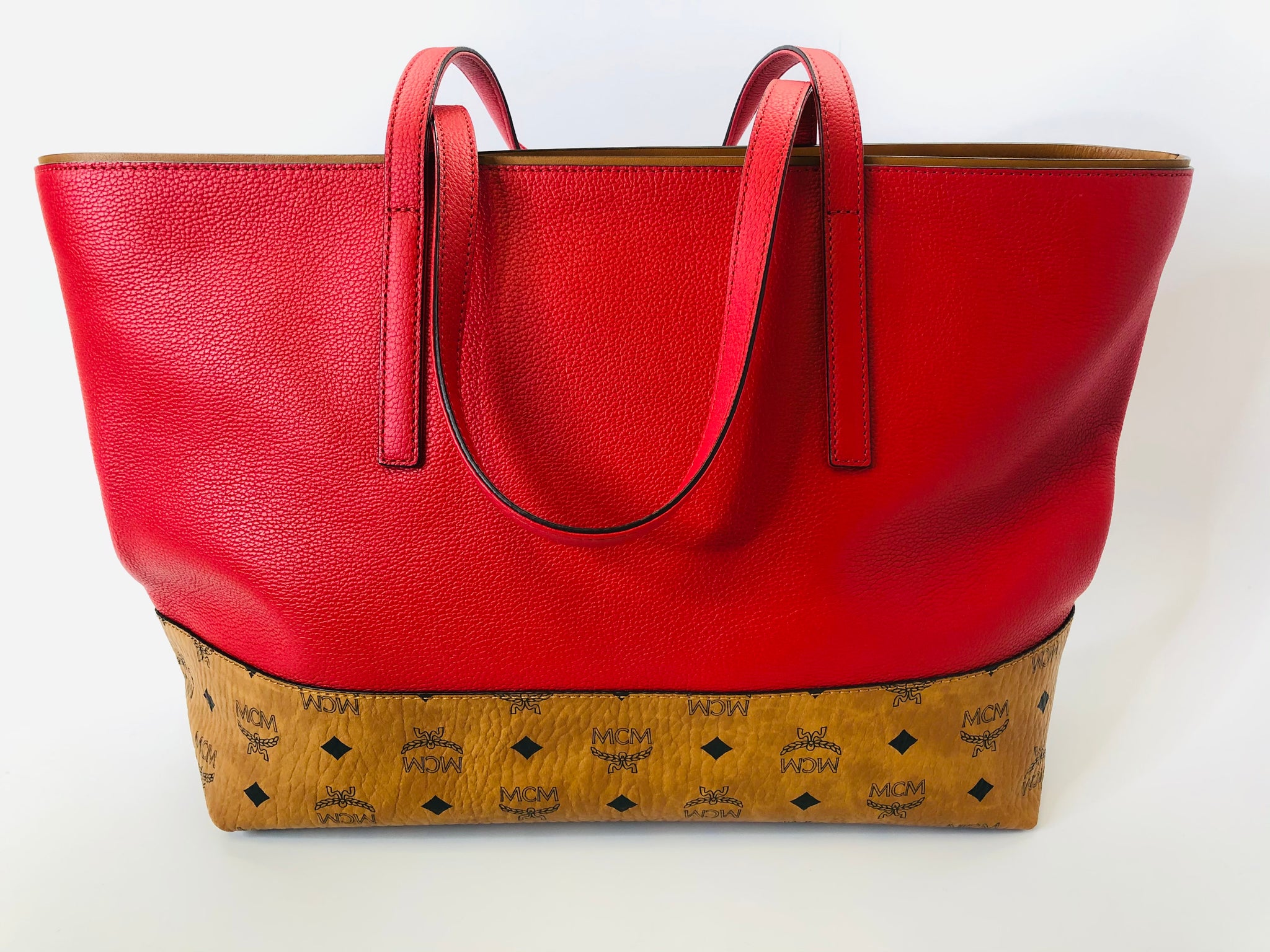 MCM Visetos and Red Leather Tote Bag – JDEX Styles