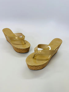 Jimmy Choo Nude Platform Thong Sandals Size 39 1/2