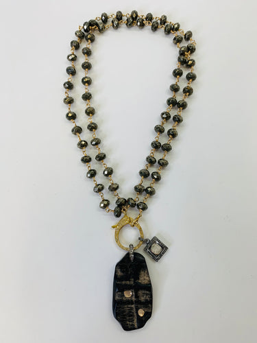 Rainey Elizabeth Pyrite, Diamond, Sterling Silver and Gold Vermeil Charm Necklace