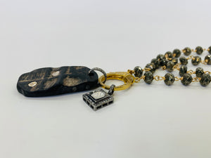Rainey Elizabeth Pyrite, Diamond, Sterling Silver and Gold Vermeil Charm Necklace