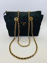 Load image into Gallery viewer, Prada Black Nylon Small Chain Strap Tote Bag