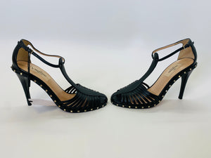 Valentino Garavani Black Rockstud Sandals Size 37