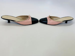 CHANEL Pink and Black Ballerina Slides Size 39