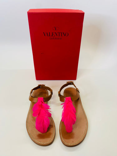 Valentino Garavani Natural and Pink Thong Sandals Size 38