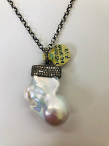 Rainey Elizabeth Pearl and Diamond Pendant Necklace
