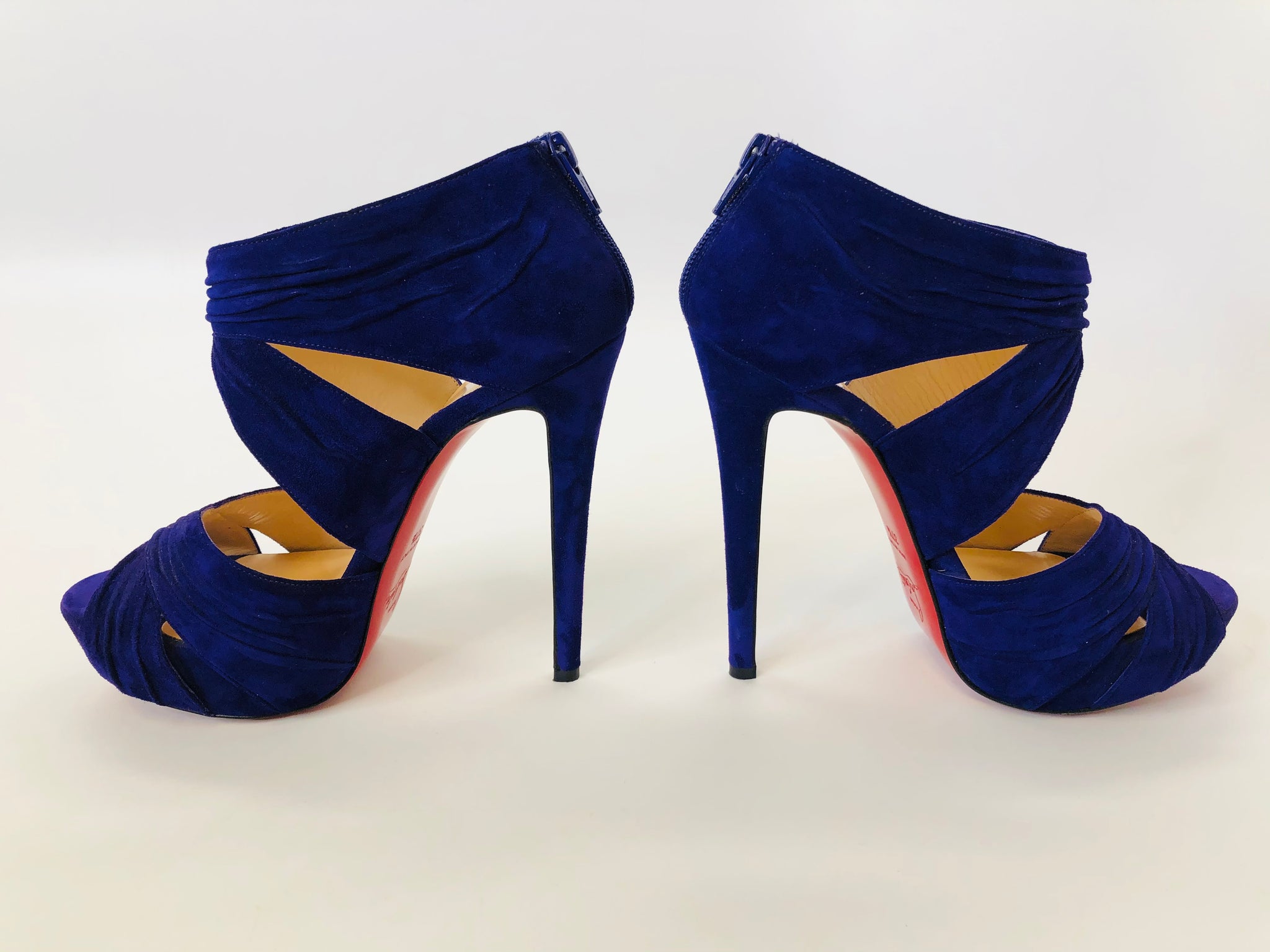 Christian Louboutin Peep Toe Back Zip Sandals Size 37 1/2 – JDEX