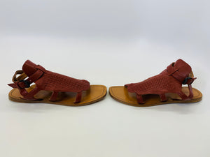 Bottega Veneta Cognac Intrecciato Leather Sandals Size 39