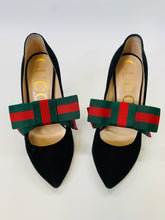 Load image into Gallery viewer, Gucci Black Web Bow Pumps Size 38