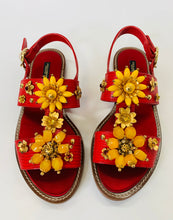 Load image into Gallery viewer, Dolce &amp; Gabbana Floral Embellished Flat Sandals Size 41