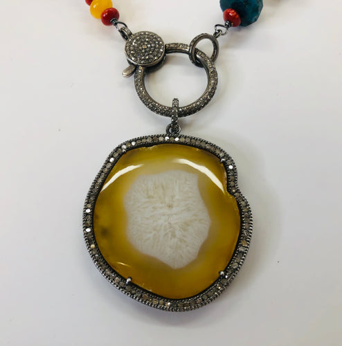 Rainey Elizabeth Agate and Diamond Pendant