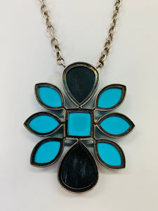 Rainey Elizabeth Sterling Silver, Turquoise, Black Onyx and Diamond Necklace