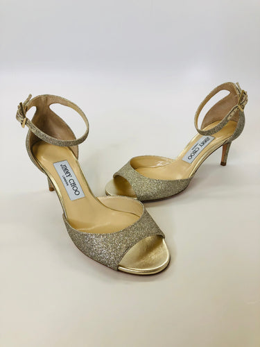 Jimmy Choo Gold Glitter Sandals Size 36