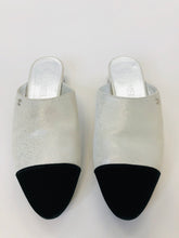 Load image into Gallery viewer, CHANEL Silver and Black Mules Size 37