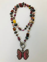 Load image into Gallery viewer, Rainey Elizabeth Rhodocrochite Mix and Pave Diamond Long Necklace