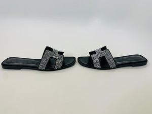 Hermès Black Oran Beaded Sandal Size 40
