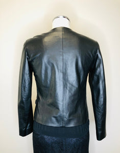 CHANEL Black Lambskin Camellia Embroidered Jacket Size 36