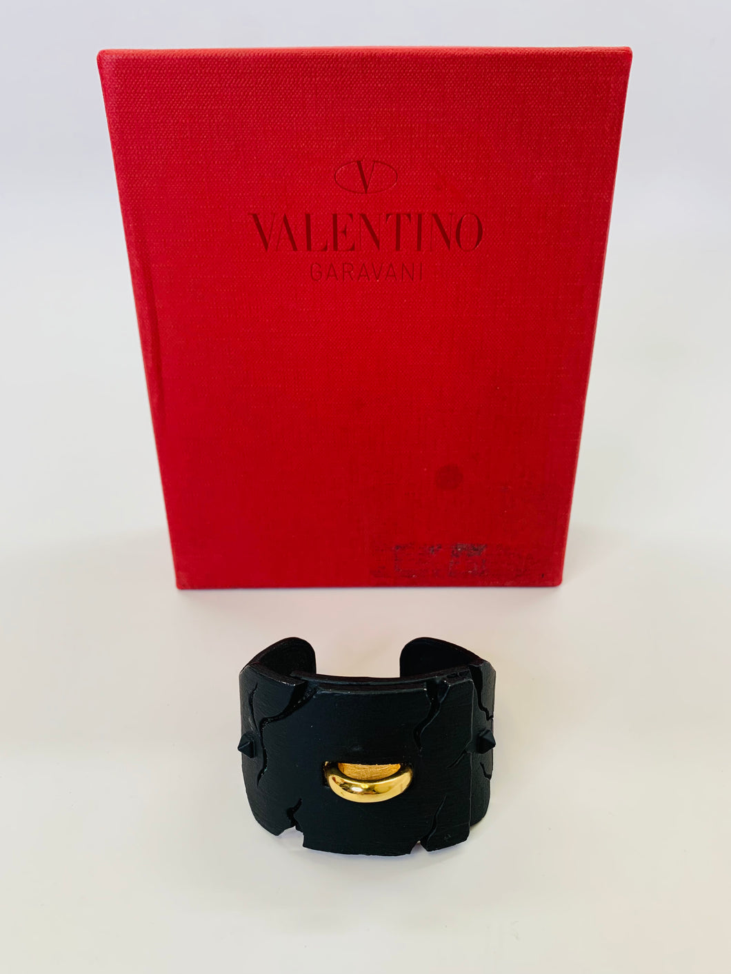 Valentino Garavani Black and Gold Cuff Size Small