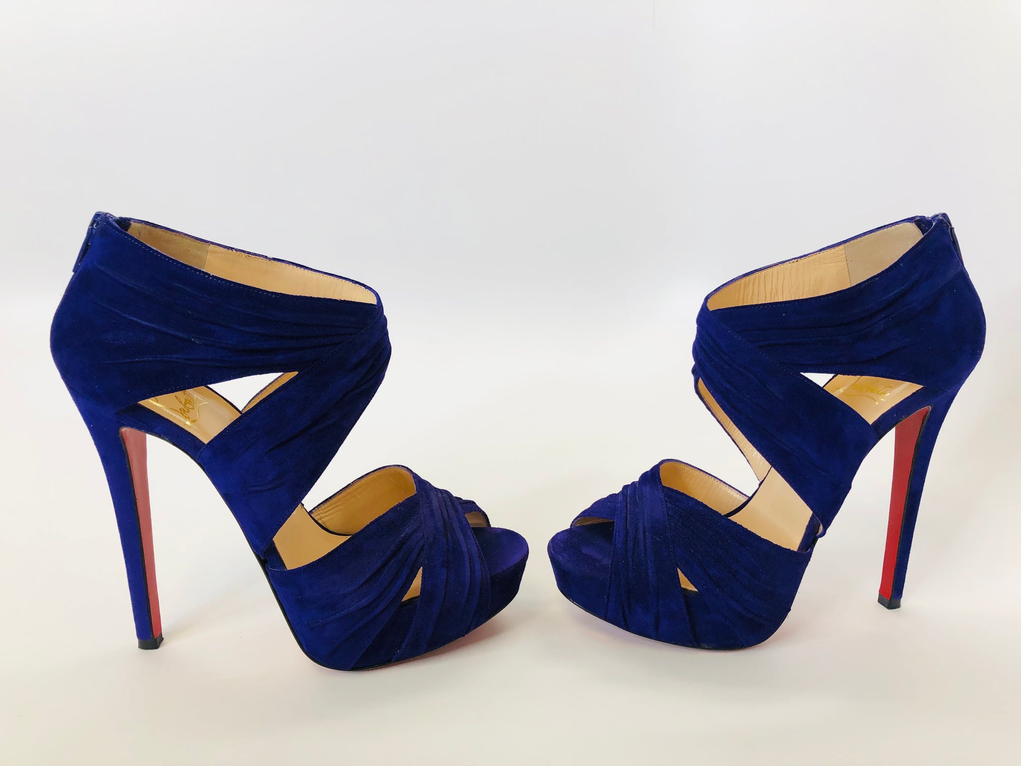 Christian Louboutin Peep Toe Back Zip Sandals Size 37 1/2 – JDEX