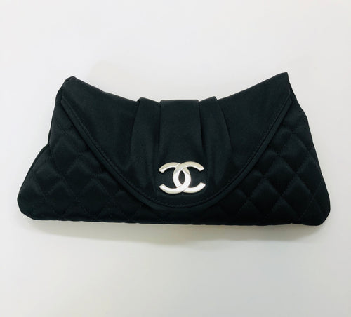 CHANEL Silver CC Half Moon Cutch