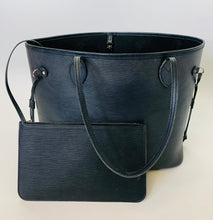 Load image into Gallery viewer, Louis Vuitton Black Epi Neverfull MM and Pouch