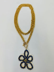 Rainey Elizabeth Flower Pendant and Curb Chain