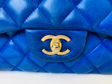 Load image into Gallery viewer, CHANEL Blue Large Classic Double Flap Bag