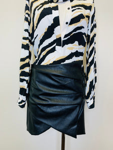 Nonchalant Label Krista Black Vegan Leather Skirt Size L