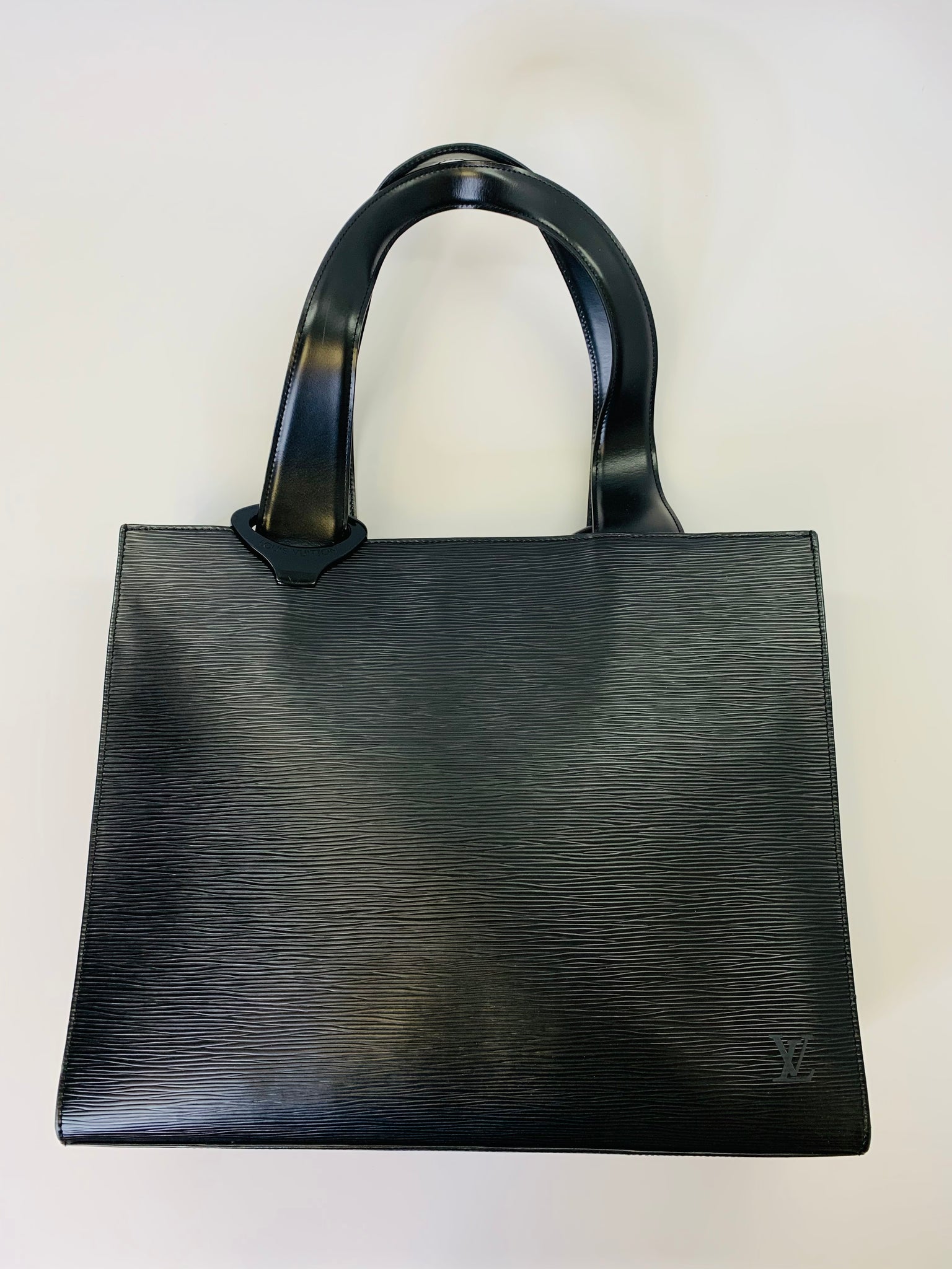 black epi leather handbag