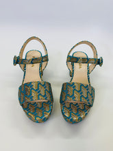 Load image into Gallery viewer, Prada Turquoise and Gold Metallic Sandals Size 38 1/2