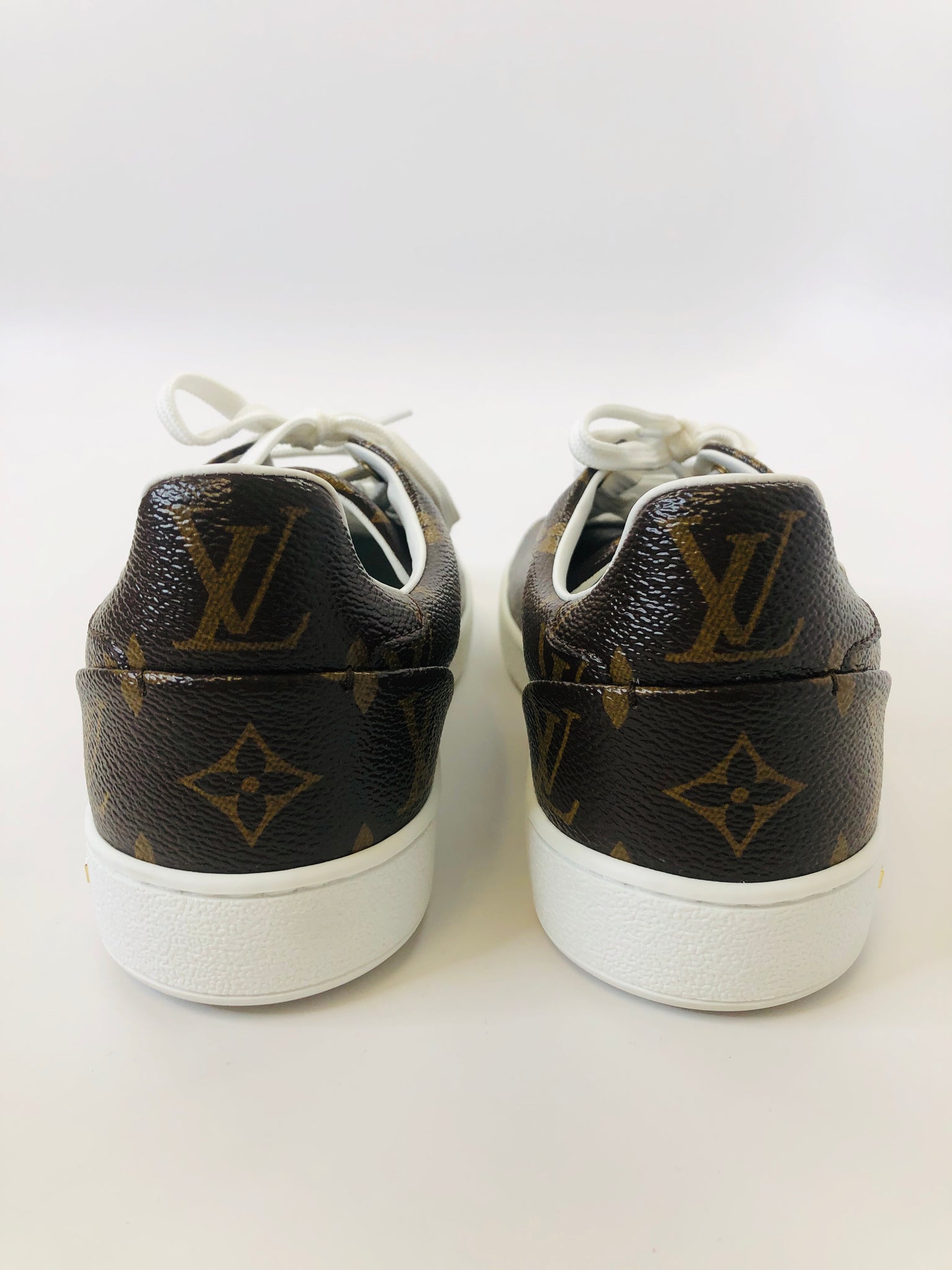 LOUIS VUITTON Calfskin Monogram LV Black Heart Sneakers 36.5 Cacao 593847